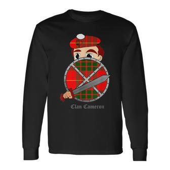 Clan Cameron Surname Last Name Scottish Tartan Crest Last Name Long Sleeve T-Shirt T-Shirt | Mazezy