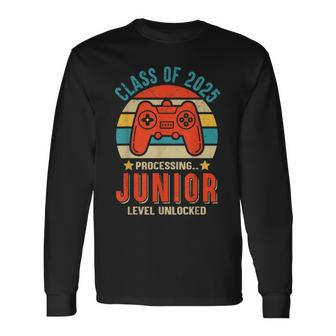 Class 2025 Junior Level Unlocked Gaming Graduate First Day Long Sleeve T-Shirt T-Shirt | Mazezy