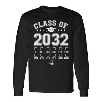 Class Of 2032 Handprint Pre K 12Th Grade Grow With Me Long Sleeve T-Shirt | Mazezy