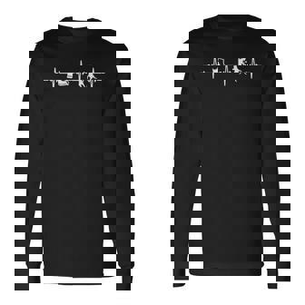 Classic 80S Edm House Music Lover Boots And Cats Heartbeat Long Sleeve T-Shirt | Mazezy