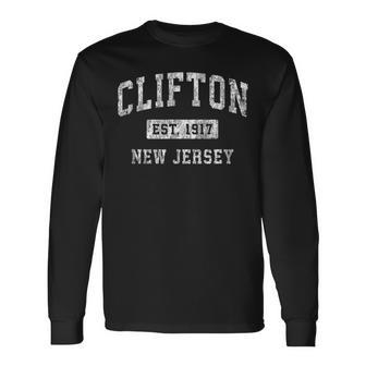 Clifton New Jersey Nj Vintage Established Sports Long Sleeve T-Shirt | Mazezy