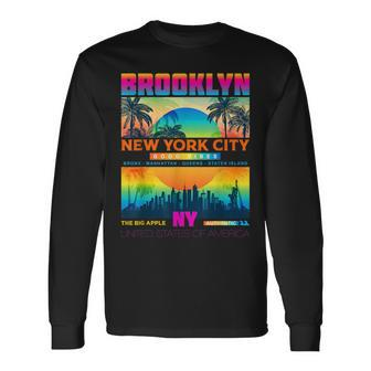 Colorful Brooklyn New York City T Urban New York City Long Sleeve T-Shirt | Mazezy