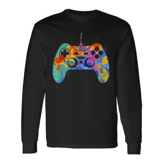 Colorful Gamer Graphic Gaming Controller Graphic Long Sleeve - Monsterry DE