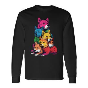 Colorful Lgbt Pride Swedish Vallhund Dog Pile Long Sleeve T-Shirt | Mazezy