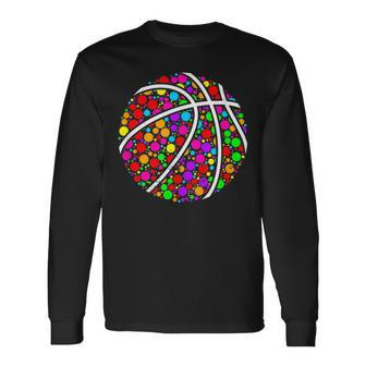 Colorful Polka Dot Basketball Ball Basketball Dot Day Long Sleeve T-Shirt - Monsterry DE