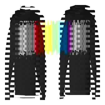 Columbus Skyline Lgbt Pride Long Sleeve T-Shirt | Mazezy