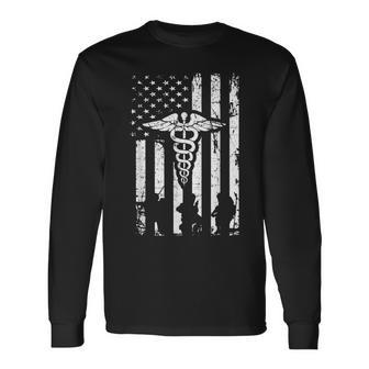 Combat Medic Us Flags Usa American Military Long Sleeve T-Shirt | Mazezy