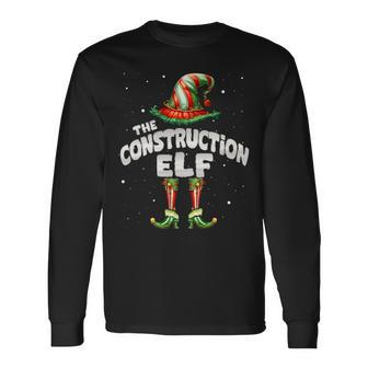 The Construction Elf Family Matching Group Christmas Party Long Sleeve T-Shirt | Mazezy