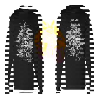 Cool Rabbit Motorcycle Rider Wild Hare Biker Biker Long Sleeve T-Shirt | Mazezy