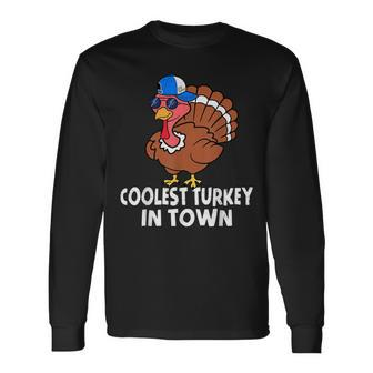 Coolest Turkey In Town Turkey Thanksgiving Boys Long Sleeve T-Shirt - Seseable