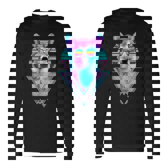 Corgi Dog With Sunglasses Vintage Retro Vaporwave Beach Vibe Long Sleeve T-Shirt T-Shirt | Mazezy
