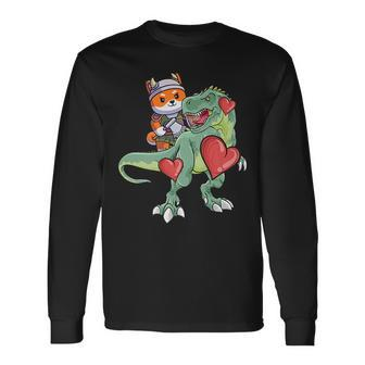 Corgi Riding Dinosaur Reptile Animal Lover Graphic Long Sleeve T-Shirt T-Shirt | Mazezy