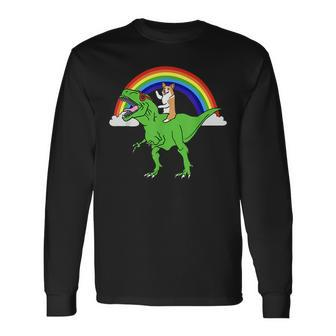 Corgi Riding Rex Dinosaur Dog Long Sleeve T-Shirt T-Shirt | Mazezy