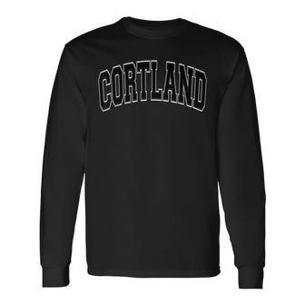 Cortland Ny New York Varsity Style Red With Black Text Long Sleeve T-Shirt