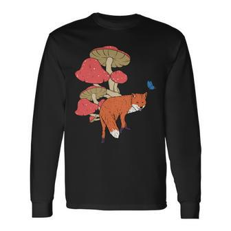 Cottagecore Fox Mushroom Animal Forest Long Sleeve T-Shirt - Monsterry AU