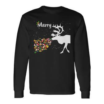 Couples Sick Reindeer Diy Ugly Christmas Sweater Long Sleeve T-Shirt - Monsterry