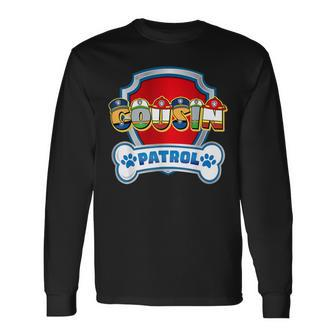 Cousin Of The Birthday Boy Dog Paw Family Decorations Party Long Sleeve T-Shirt - Monsterry DE