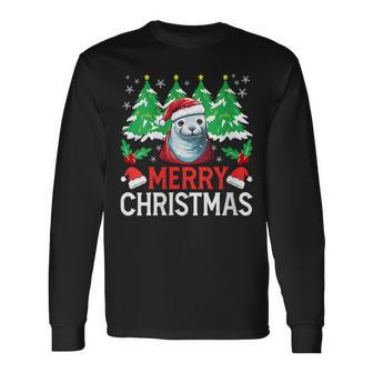Crabeater Seal Christmas Pajama Costume For Xmas Holiday Long Sleeve T-Shirt | Mazezy
