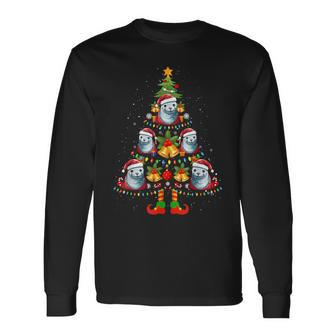 Crabeater Seal Santa Hat Christmas Tree Light Xmas Pajama Long Sleeve T-Shirt | Mazezy