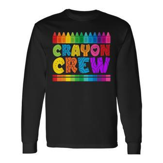 Crayon Crew Coloring Artistic Drawing Color Long Sleeve T-Shirt - Monsterry AU