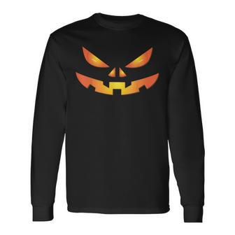 Creepy Jack O Lantern Face Pumpkin Halloween Costume Long Sleeve T-Shirt - Thegiftio UK