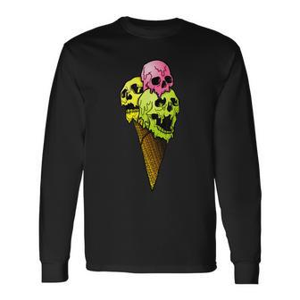 Creepy Skulls Icecream Horror Colorful Halloween Halloween Long Sleeve T-Shirt | Mazezy