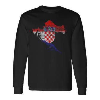 Croatia Stylized Artistic Flag Croatian Pride Long Sleeve T-Shirt | Mazezy