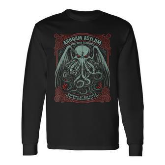 Cthulhu Arham Asylum Graphic Cosmic Horror Cthulhu Horror Long Sleeve T-Shirt | Mazezy
