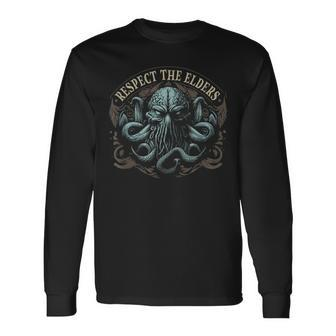 Cthulhu Respect The Elders Cosmic Horror Cthulhu Horror Long Sleeve T-Shirt | Mazezy