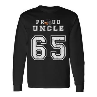 Custom Proud Football Uncle Number 65 Personalized For Long Sleeve T-Shirt T-Shirt | Mazezy