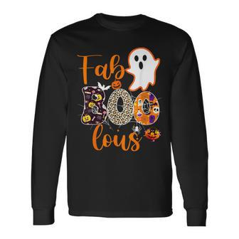 Cute Boo Ghost Halloween Fab Boo Lous Leopard Long Sleeve T-Shirt - Monsterry DE