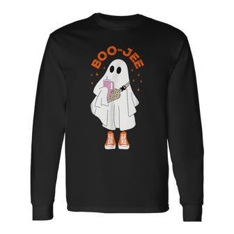 Cute Boo Ghost Spooky Halloween Costume Boo Jee Boujee Long Sleeve T-Shirt - Seseable