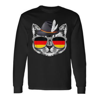 Cute Cat German Flag Oktoberfest Pride Germany Festival Long Sleeve T-Shirt | Mazezy