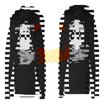 Cute Dog Ghost Halloween Spooky Season Ghost Costume Long Sleeve T-Shirt | Mazezy