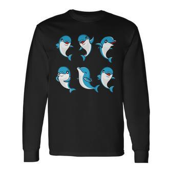 Cute Dolphin Animal Ocean Biologists Dolphin Lover Long Sleeve T-Shirt - Monsterry