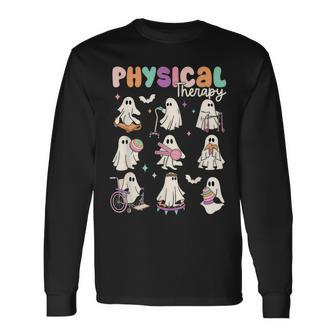 Cute Ghost Physical Therapy Pt Physical Therapist Halloween Long Sleeve T-Shirt - Seseable