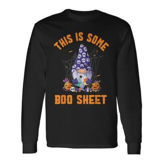 Cute GnomesThis Is Some Boo Sheet Halloween Pumpkins Ghosts Long Sleeve T-Shirt - Monsterry AU