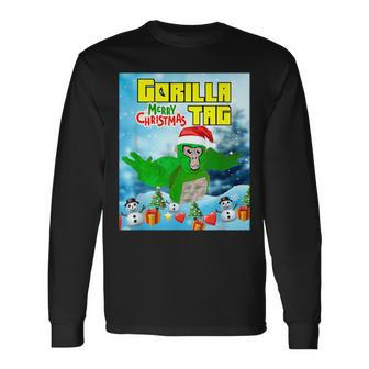 Cute Gorilla Tag Monke Vr Gamer Holidays Christmas Day Long Sleeve T-Shirt | Mazezy UK