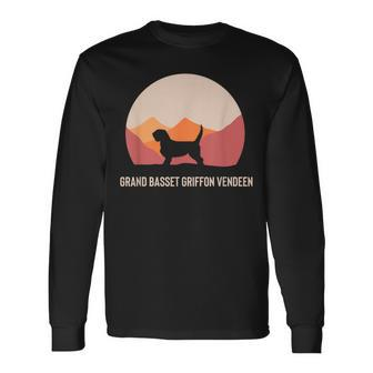 Cute Grand Basset Griffon Vendeen Silhouette In Sunset Long Sleeve T-Shirt | Mazezy