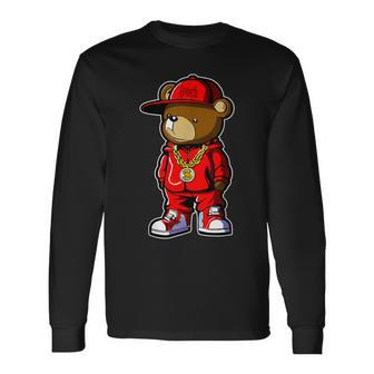 Cute Hip Hop Teddy Bear 90 Hip Hop Clothing Graffiti Long Sleeve T-Shirt - Monsterry AU