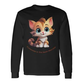 Cuteness Is The Best Therapy Super Cute Adorable Kitty Cat Long Sleeve T-Shirt T-Shirt | Mazezy