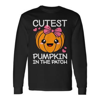 Cutest Pumpkin In The Patch Halloween Kawaii Girls Halloween Long Sleeve T-Shirt | Mazezy