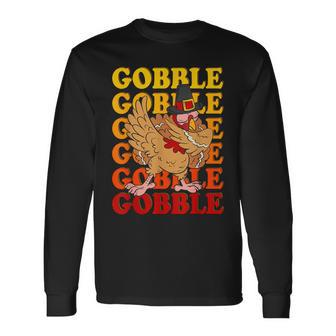 Dab Dance Gobble Turkey Thanksgiving Thankful Boys Long Sleeve T-Shirt | Mazezy