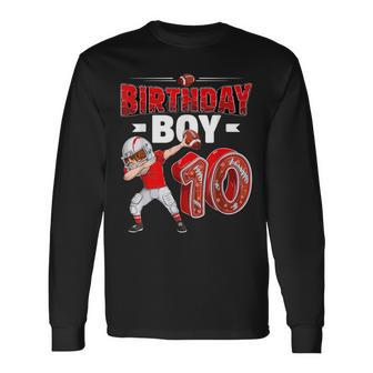 Dabbing Boy 10 Year Old American Football 10Th Birthday Long Sleeve T-Shirt | Mazezy