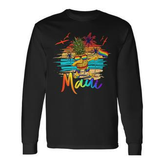 Dabbing Pineapple Gay Pride Lgbt Maui Hawaii Summer 2022 Long Sleeve T-Shirt T-Shirt | Mazezy