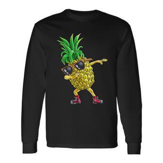 Dabbing Pineapple Sunglasses T Aloha Beach Hawaii Long Sleeve T-Shirt | Mazezy