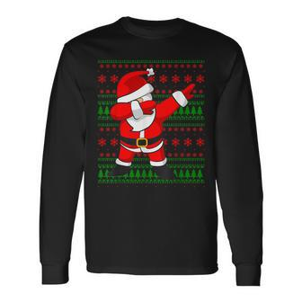 Dabbing Santa Claus Ugly Sweater Christmas Long Sleeve T-Shirt | Mazezy