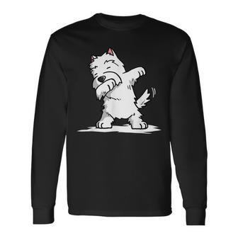 Dabbing Westie West Highland White Terrier Long Sleeve T-Shirt | Mazezy