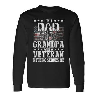 Im A Dad Grandpa Veteran Grandpa Fathers Day Long Sleeve T-Shirt - Seseable