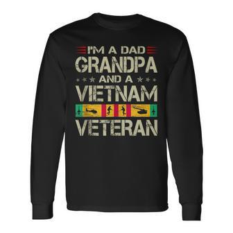 Im A Dad Grandpa And Vietnam Veteran Fathers Day Retro Long Sleeve T-Shirt - Seseable